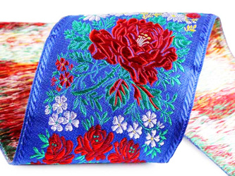 Taśma 100mm żakard RÓŻA chaber