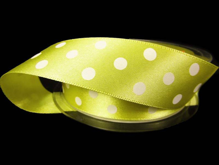 Wstążka 25mm atłas POLKA DOT cytrynowa
