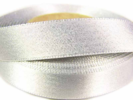Wstążka 15mm atłas REXOR srebrna