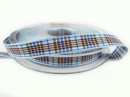 Wstążka 10mm kratka BLACKBERRY błękitna