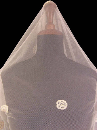 Koronka tiulowa haft bawełna natural