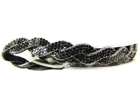 Taśma 10mm warkocz cyrkonia czarna