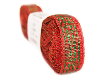 Wstążka 10mm PEPITO czerwono-zielona