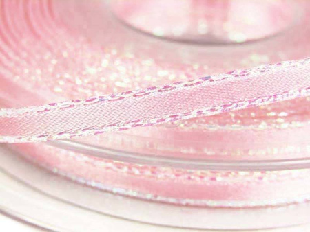 Wstążka 5mm atłas REXOR OPAL róż