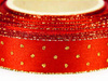 Wstążka 15mm atłas KROPKI rexor czerwona