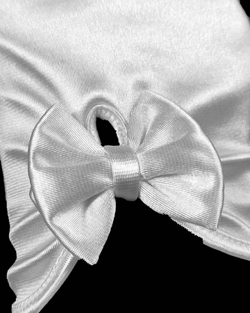 Rękawiczka satyna kokardka biała