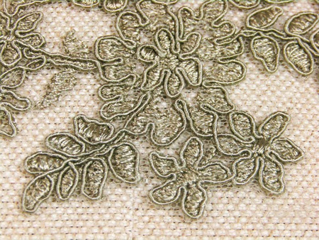 Koronka 140cm tiulowa haft z koderem khaki