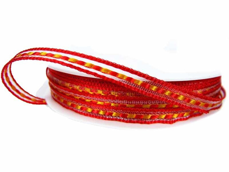Wstążka 6mm organtyna PRZEPLOT czerwona