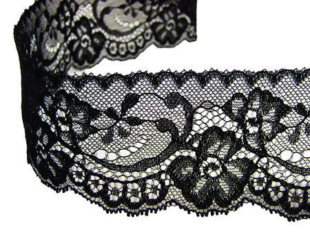Koronka 5,5cm stabilna czarna