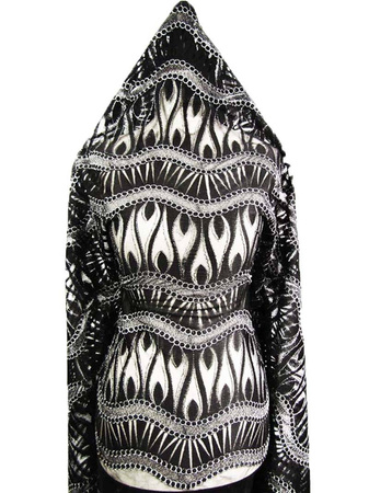 Koronka 140cm tiulowa haft czarna