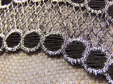 Koronka 140cm tiulowa haft czarna