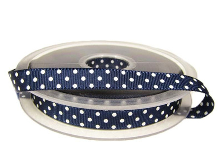 Wstążka 10mm ryps dwustronna KROPECZKA granat