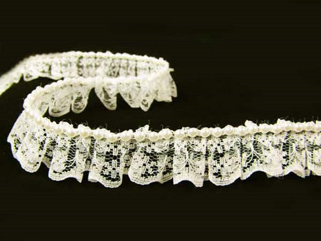 Taśma 2cm falbanka koronka & perła ecru