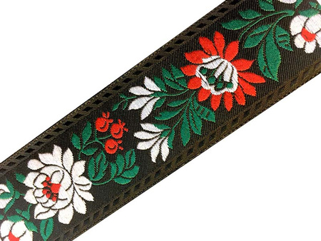 Taśma 35mm żakard KWIAT czerwona