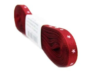 Wstążka 6mm tafta GWIAZDKA bordo