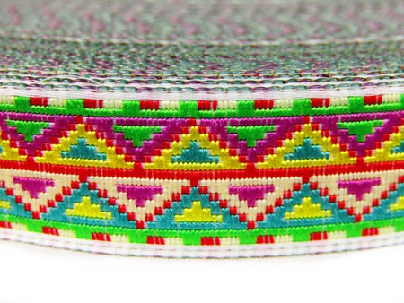 Taśma 16mm żakard Aztec neon zielona