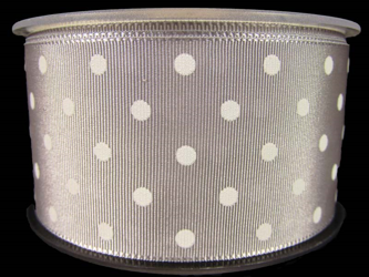 Wstążka 48mm ryps dwustronna KROPECZKA popiel