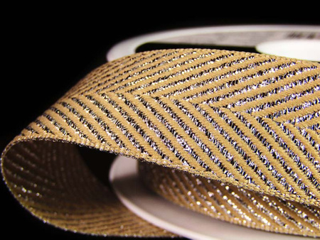 Taśma 25mm tkana jodełka srebrna