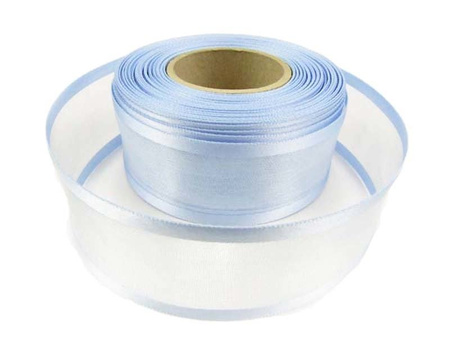 Wstążka 40mm organtyna LAMÓWKA błękitna