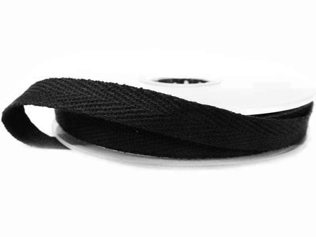 Taśma 10mm bawełniana jodełka czarna