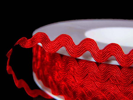 Taśma 7,7mm zygzak wiskoza czerwona