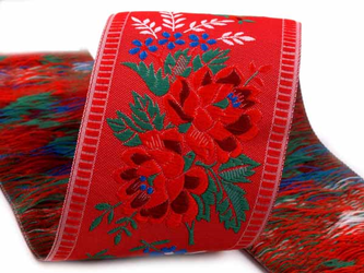 Taśma 55mm żakard RÓŻA czerwona