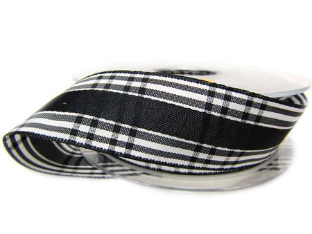Wstążka 25mm kratka CANDY CHECK czarna