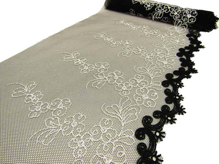 Koronka 17cm tiulowa czarno-biała