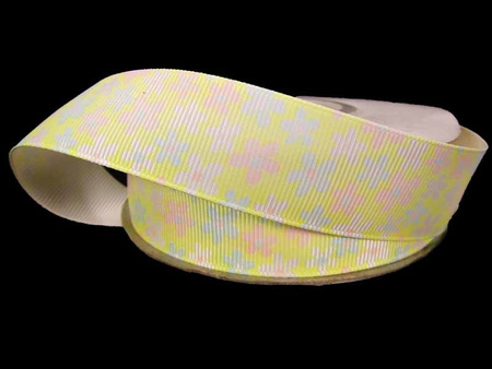 Wstążka 25mm ryps ŁĄKA cytrynowa