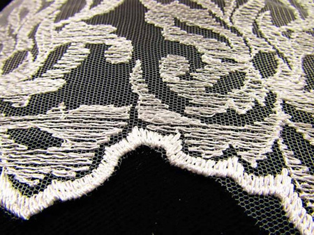 Koronka 140cm tiulowa haft ivory