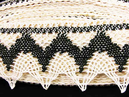 Koronka 12cm bawełniana naturalno-ciemnozielona