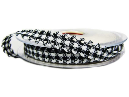 Wstążka 10mm poly WYCINANKA PEPITO czarna