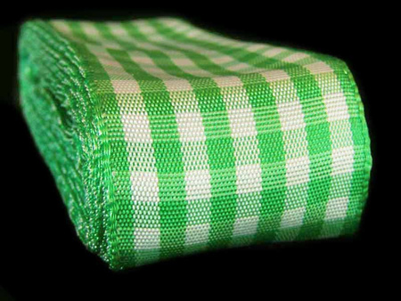 Wstążka 40mm kratka zielona