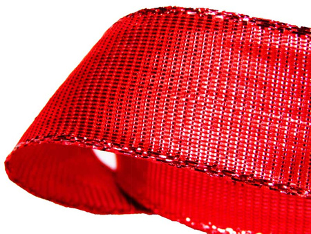 Wstążka 25mm ryps lurex czerwona