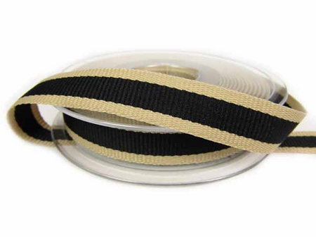 Taśma 15mm ryps OATMEAL STRIPE czarna