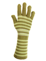 Rękawiczka młodzieżowa 3/4 dziana paski zielona