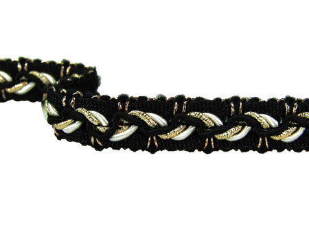 Taśma 1cm ozdobna pleciona czarno-złota