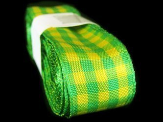 Wstążka 25mm kratka zielono-żółta