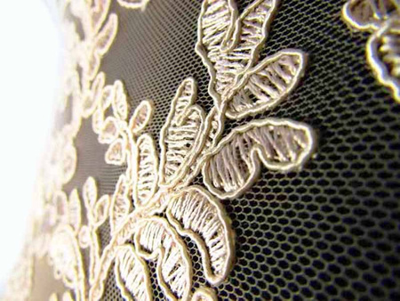 Koronka 140cm tiulowa haft koder jasny beż