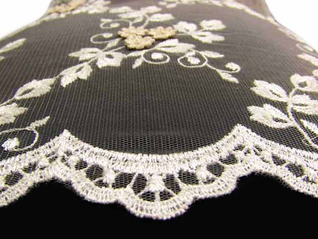 Koronka 95cm tiulowa haft ivory