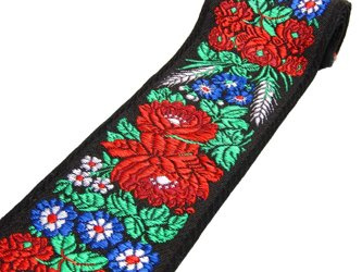 Taśma 70mm żakard RÓŻA czarna