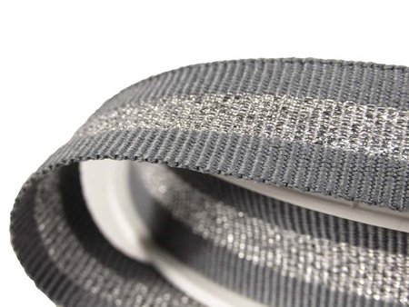 Taśma 1,5cm ryps popiel lampas srebrny