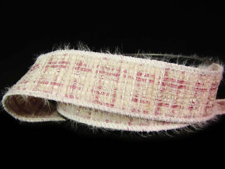 Taśma 2,5cm ozdobna "CHANEL" pudrowy róż