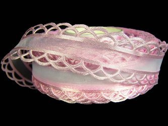 Wstążka 25mm organtyna KORONKA róż