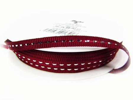 Taśma 0,5cm ryps stebnowana lurex bordowo_srebrna
