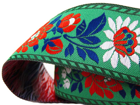 Taśma 35mm żakard kwiat zielona