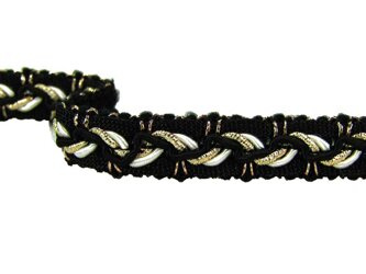 Taśma 1cm ozdobna pleciona czarno-złota