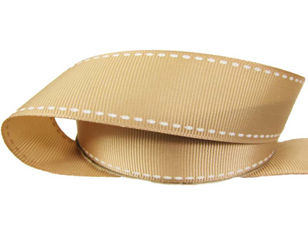 Taśma 2,5cm ryps stebnowana jasny beż