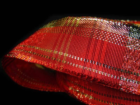 Wstążka 25mm tafta KRATKA czerwona