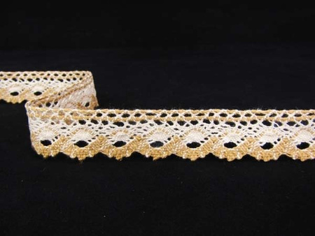 Koronka 2,5cm bawełniana naturalno-musztardowa